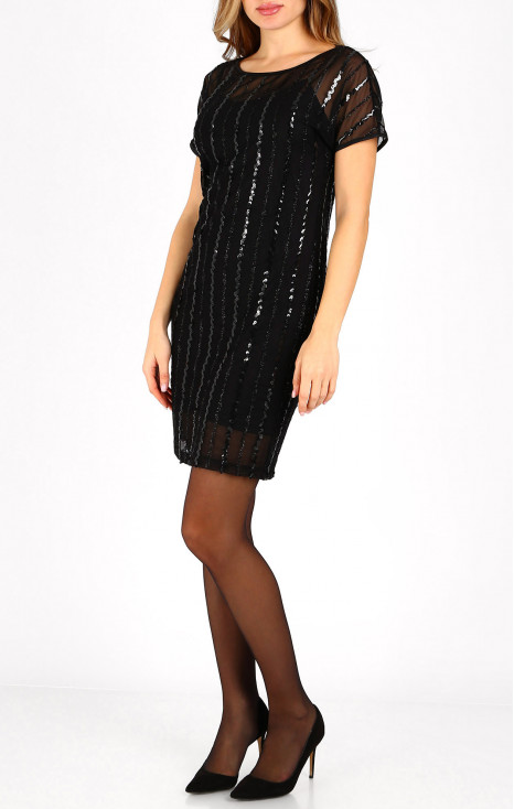 Black tulle dress with glittering sequins