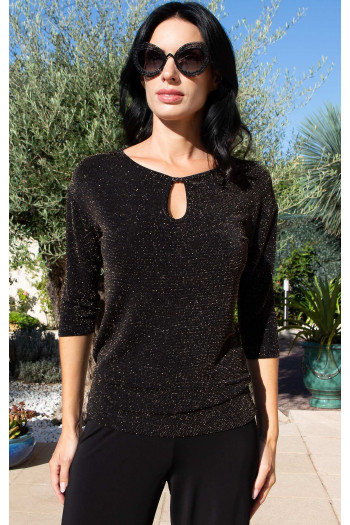 Black Gold Shimmer Metallic Blouse