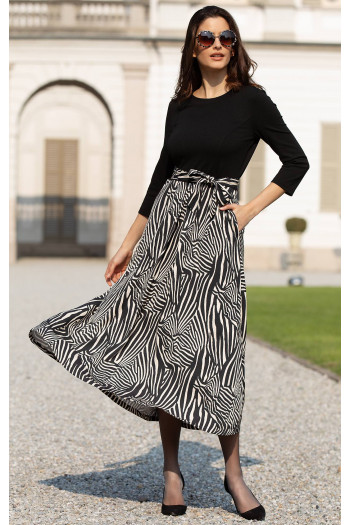 Midi Dress in Black and Ecru colours [1]