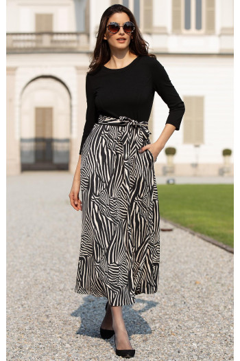 Midi Dress in Black and Ecru colours