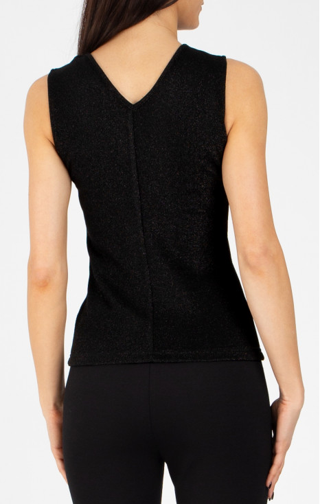Black Sleeveless Shimmer Jersey Top