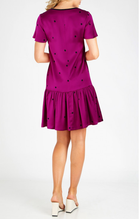 Mini Satin Dress with Frills in Viva Magenta colour [1]