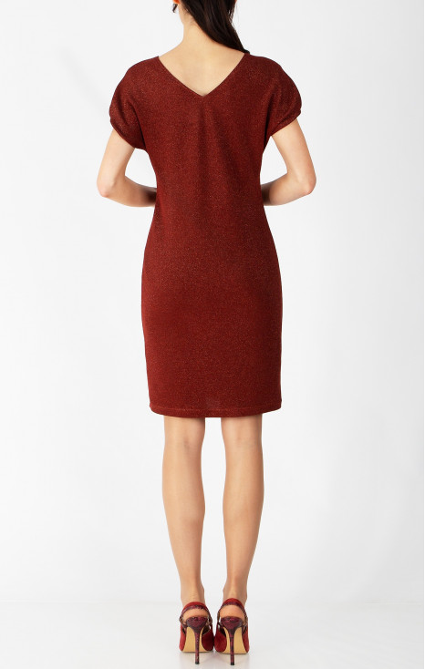 Copper Red Shimmer Jersey Dress