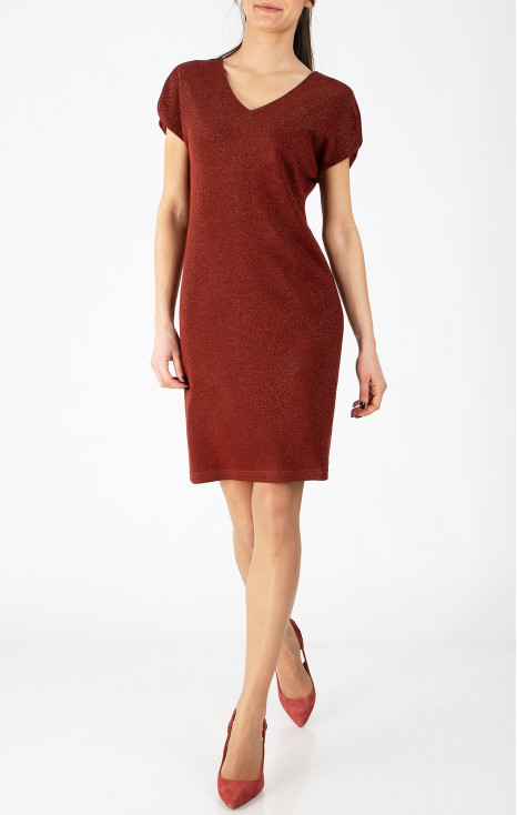 Copper Red Shimmer Jersey Dress