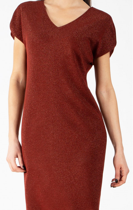 Copper Red Shimmer Jersey Dress