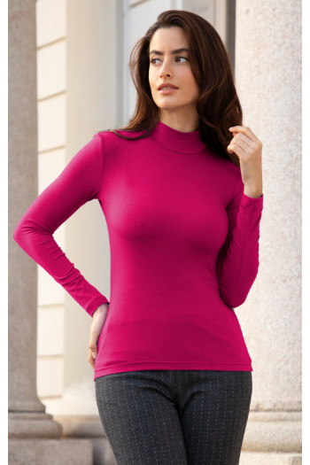 High Neck Jersey Top in Cerise colour