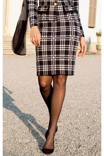 Classic Skirt in Luxury Jacquard Knit in Black-and-White Check