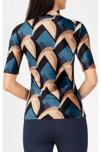Stretch Velvet Top – Cobalt Velvet Retro Art [1]