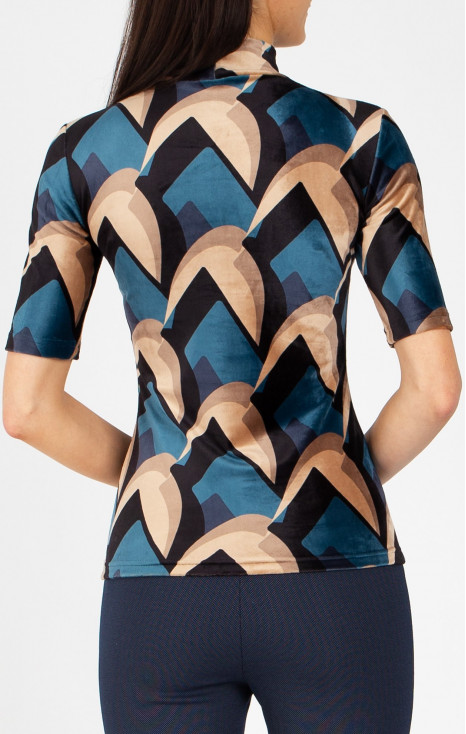 Stretch Velvet Top – Cobalt Velvet Retro Art [1]