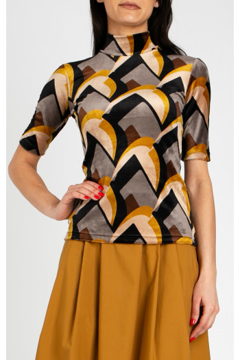 Stretch Velvet Top – Mustard Velvet Retro Art