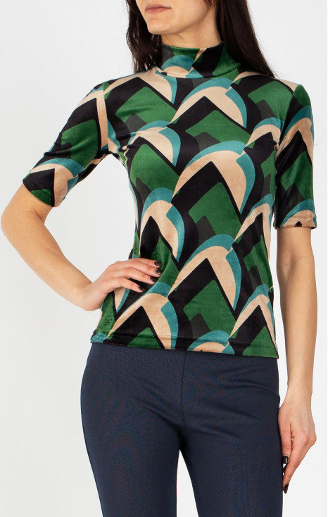 Stretch Velvet Top &ndash; Forest Velvet Retro Art