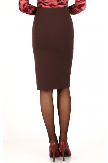 Straight skirt made of firm knit fabric in Chocolate Fondant color [1]