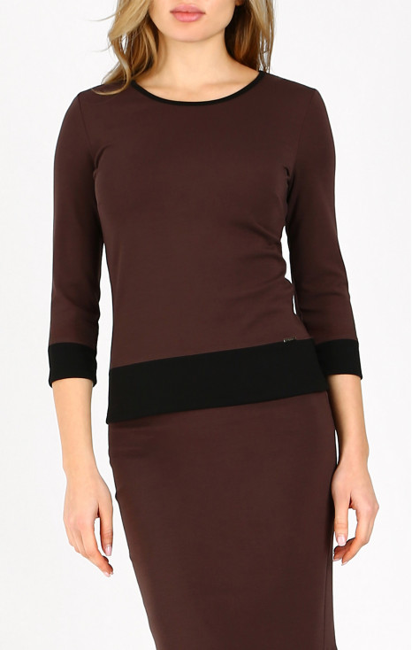 Blouse made of structured fabric in Chocolate Fondant color