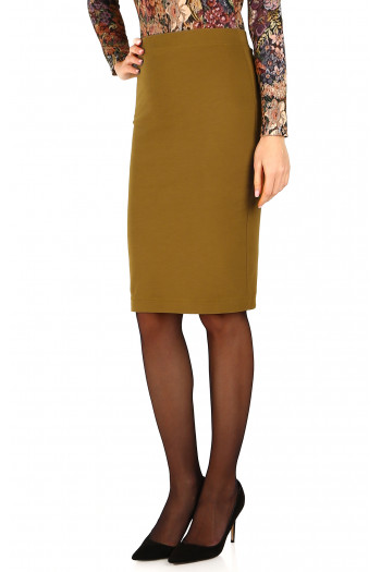 Straight skirt made of firm knit fabric in Bronze Mist color