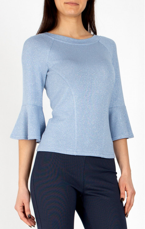 Elegant blouse in Pearl Blue with shimmering threads
