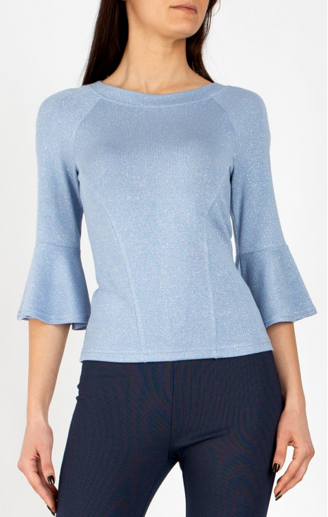 Elegant blouse in Pearl Blue with shimmering threads
