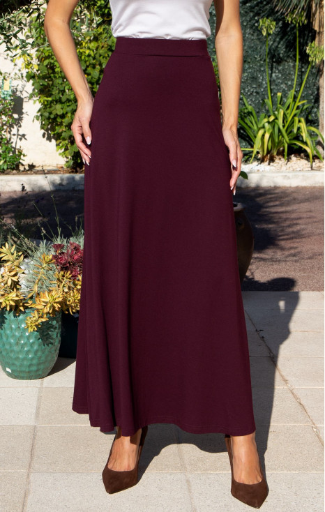 Burgundy Elegance Long Jersey Skirt
