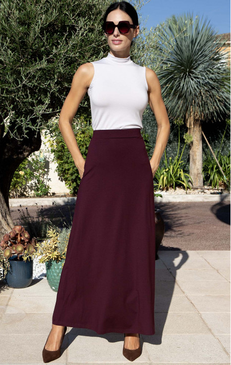 Burgundy Elegance Long Jersey Skirt