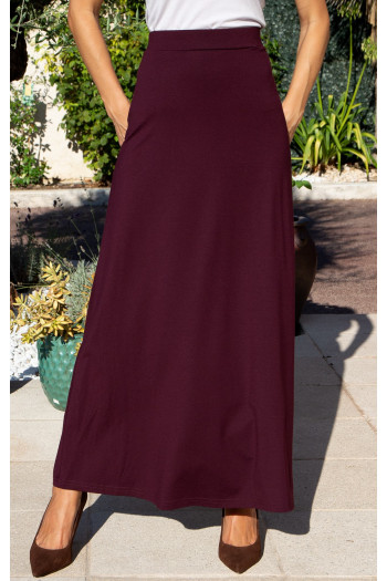 Burgundy Elegance Long Jersey Skirt