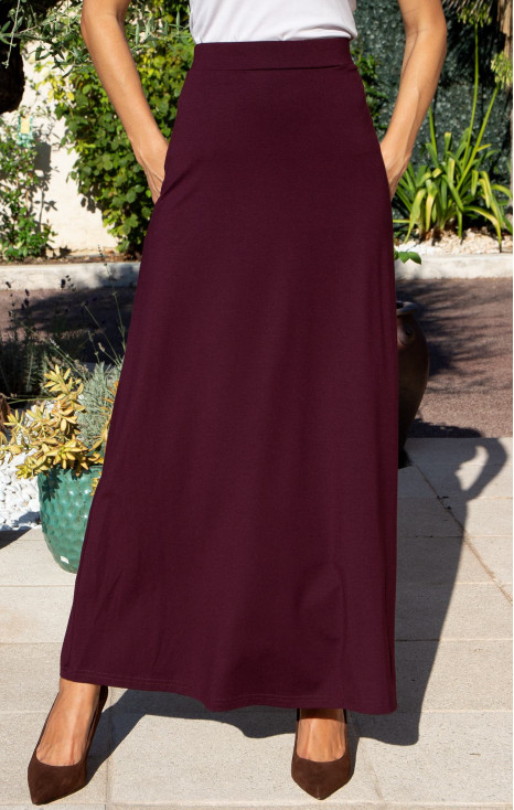 Burgundy Elegance Long Jersey Skirt