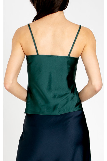 Elegant satin top with thin straps in Pine Green [1]