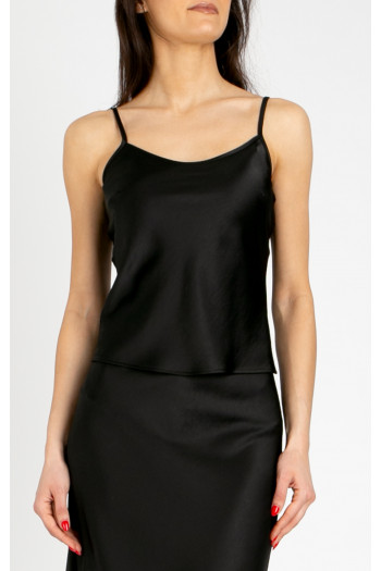 Elegant satin camisole with thin straps in Black