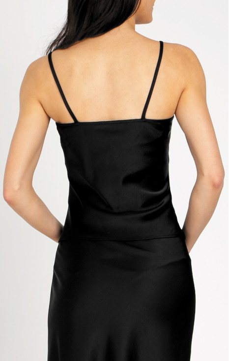 Elegant satin camisole with thin straps in Black