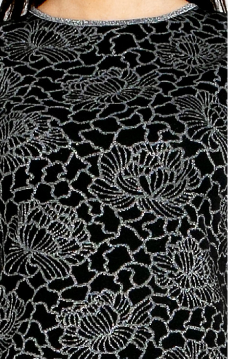 Jacquard Blouse – Black Silver Floral