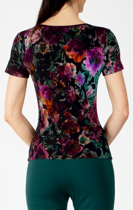 Blouse made from luxurious jersey in Plum Purple, Amethyst, and Alpine Green