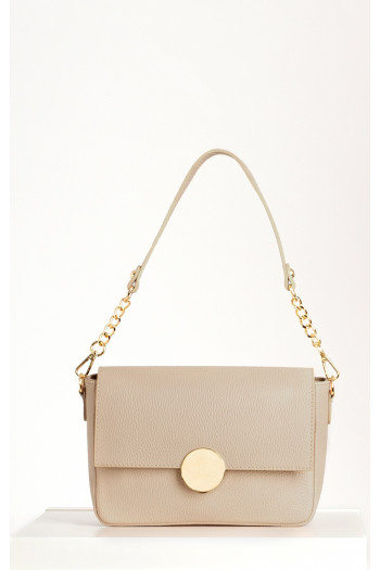 Daphne Leather Bag – Beige Pearl Button
