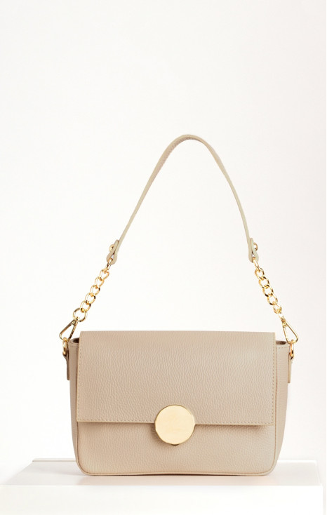 Daphne Leather Bag &ndash; Beige Pearl Button