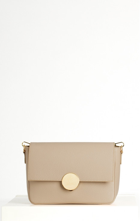 Daphne Leather Bag &ndash; Beige Pearl Button
