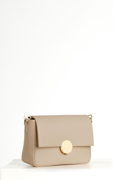Daphne Leather Bag &ndash; Beige Pearl Button