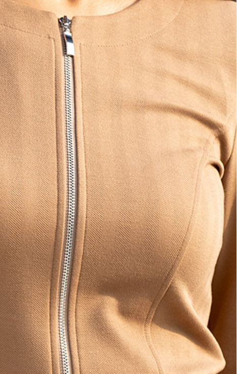 Tailored Jersey Jacket &ndash; Toffee Herringbone
