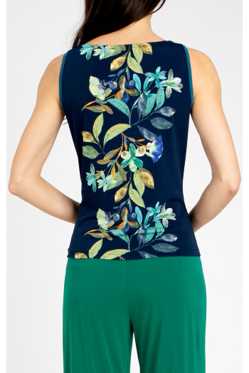 Stylish blouse with a vertical floral pattern in Evening Blue [1]