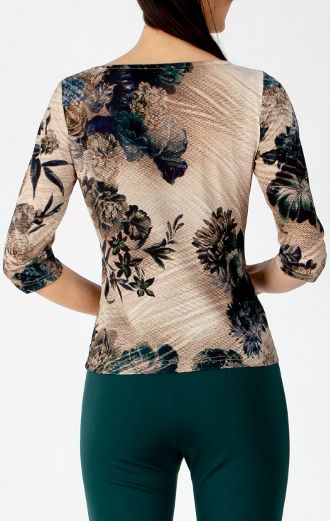 Stylish blouse in Beige with a dynamic floral print [1]
