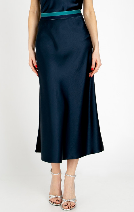 Elegant satin skirt in Evening Blue