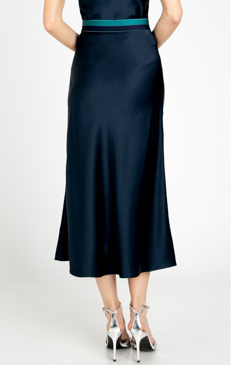 Elegant satin skirt in Evening Blue