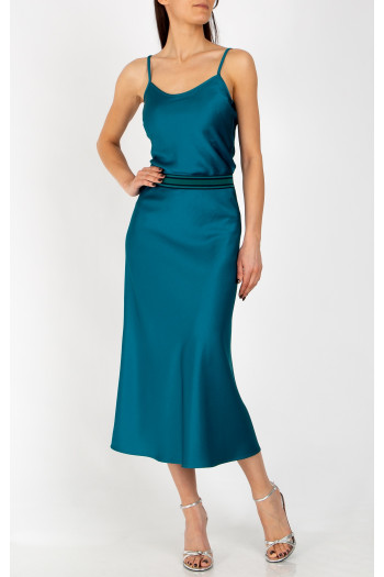 Elegant satin skirt in Seaport Blue [1]