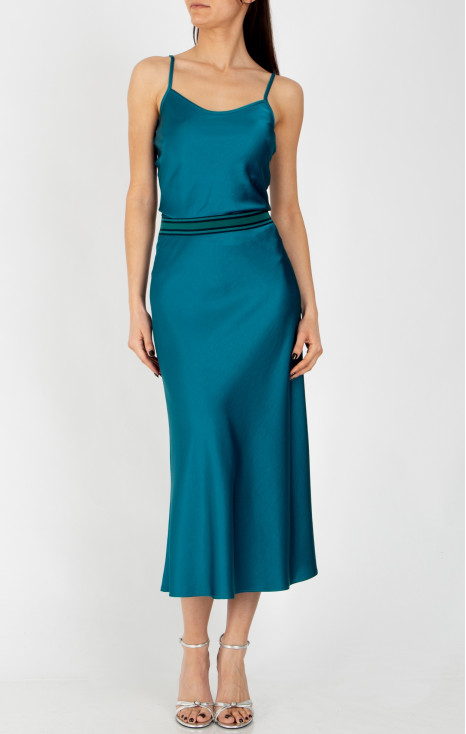 Elegant satin skirt in Seaport Blue