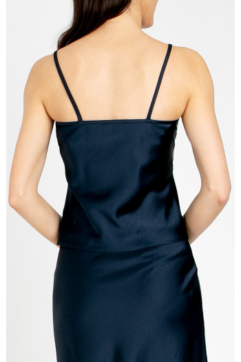 Elegant satin top with thin straps in Blue [1]