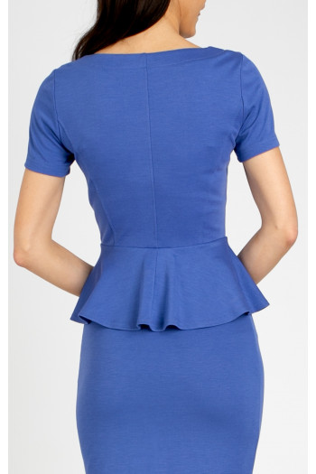 Elegant peplum blouse made of structured knit fabric in Cornflower Blue [1]