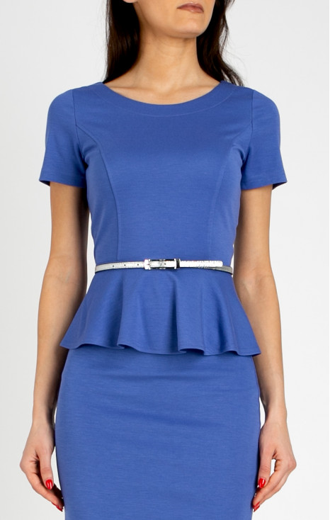 Elegant peplum blouse made of structured knit fabric in Cornflower Blue