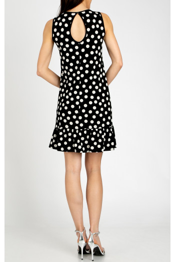 Elegant short dress with a ruffle, crafted from luxurious jersey in a Polka Dots pattern [1]