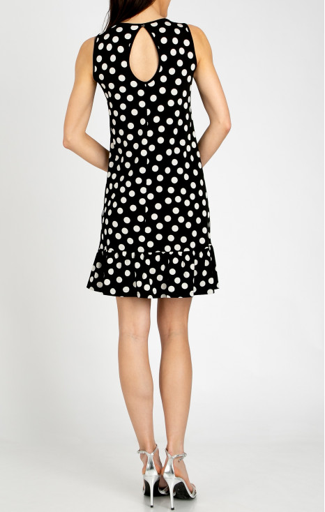 Elegant short dress with a ruffle, crafted from luxurious jersey in a Polka Dots pattern [1]