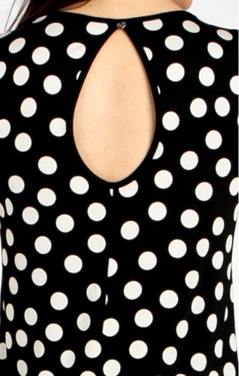 Elegant short dress with a ruffle, crafted from luxurious jersey in a Polka Dots pattern