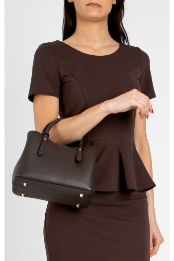 Small leather bag with three compartments in Brown Chocolate [1]