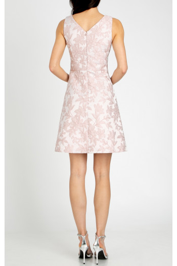 Elegant dress in satin jacquard in Silver Peony [1]