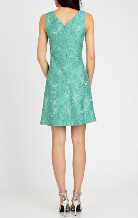 Elegant dress in satin jacquard in Sea Green [1]