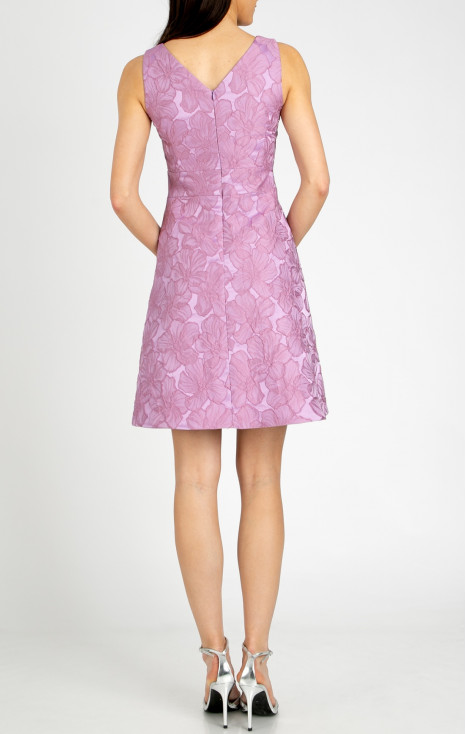 Elegant dress in satin jacquard in Lavender Mist [1]